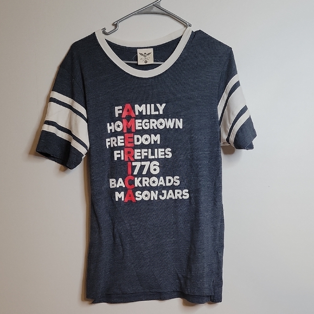 Navy Blue ATX MAFIA  America Shirt with White Stripes